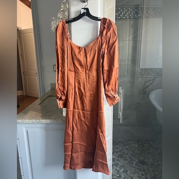 Farm Rio Caramel Cutout Front-Tie Satin Midi Dress - Picture 13 of 15